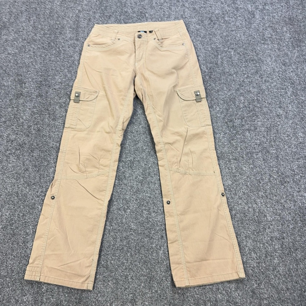 Kuhl Pants Womens 6 Beige Cargo Twill Straight Leg Hiking Travel Stretch